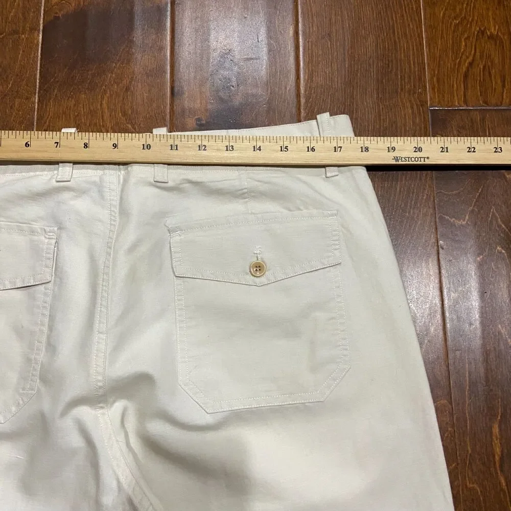 Banana Republic Casual Cream Relaxed Fit Linen Cotton Blend Pants Mens 33 x 30